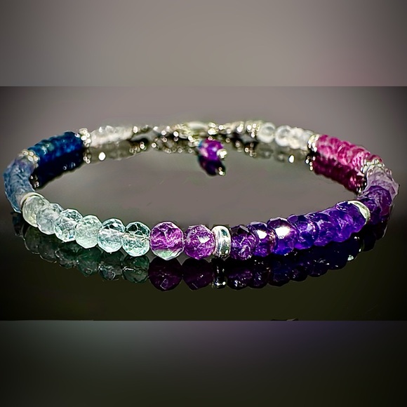 🩷Limited Edition💙•Mystic London & Pink Topaz Bracelet – Sterling Silver - Picture 3 of 3